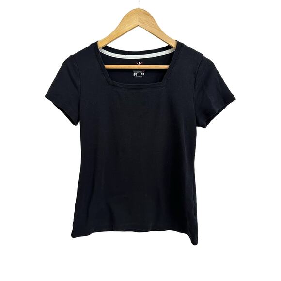 Isaac Mizrahi Live Essentials Women's Square-Neck Top black XXS - Picture 1 of 4